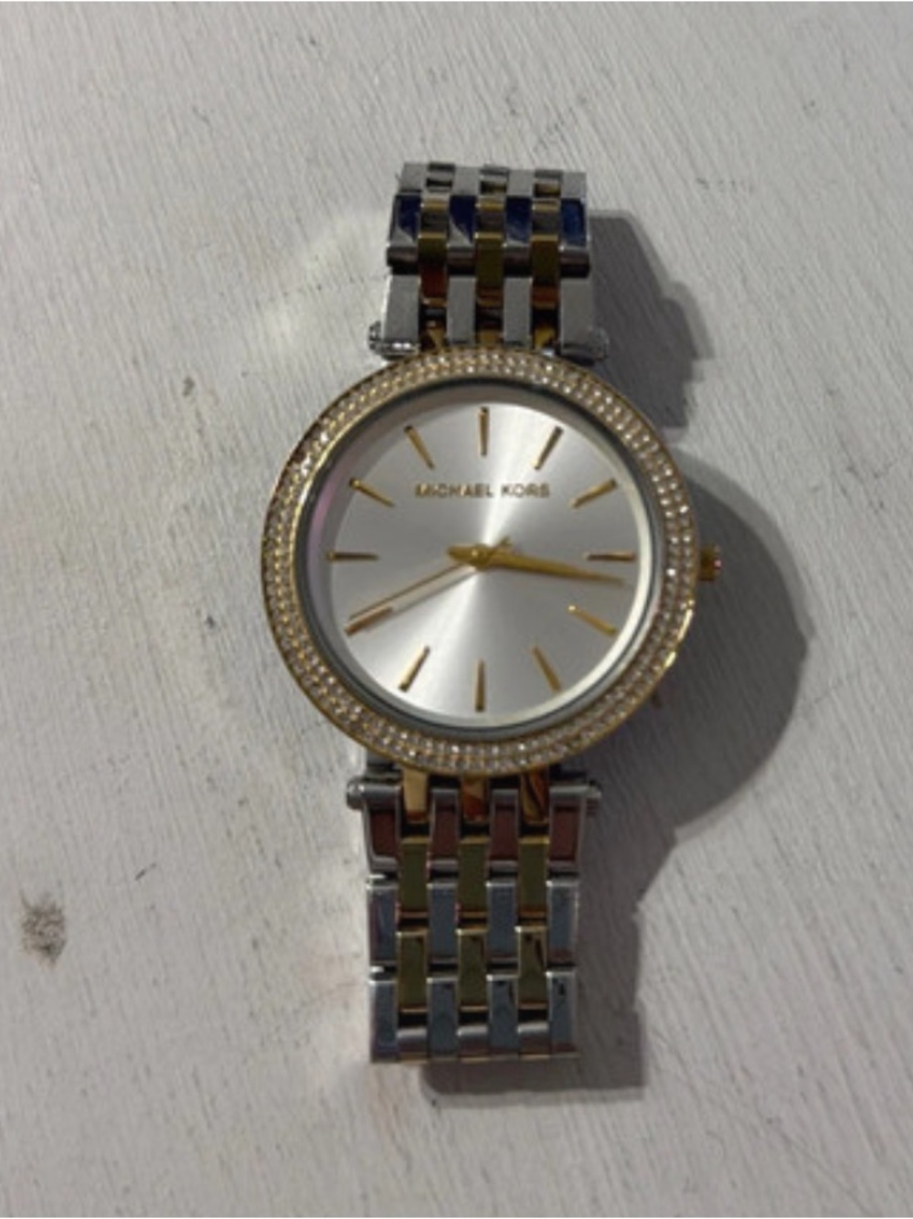 Michael Kors Two-Tone Silver and Gold Crystal Bezel Women's Watch